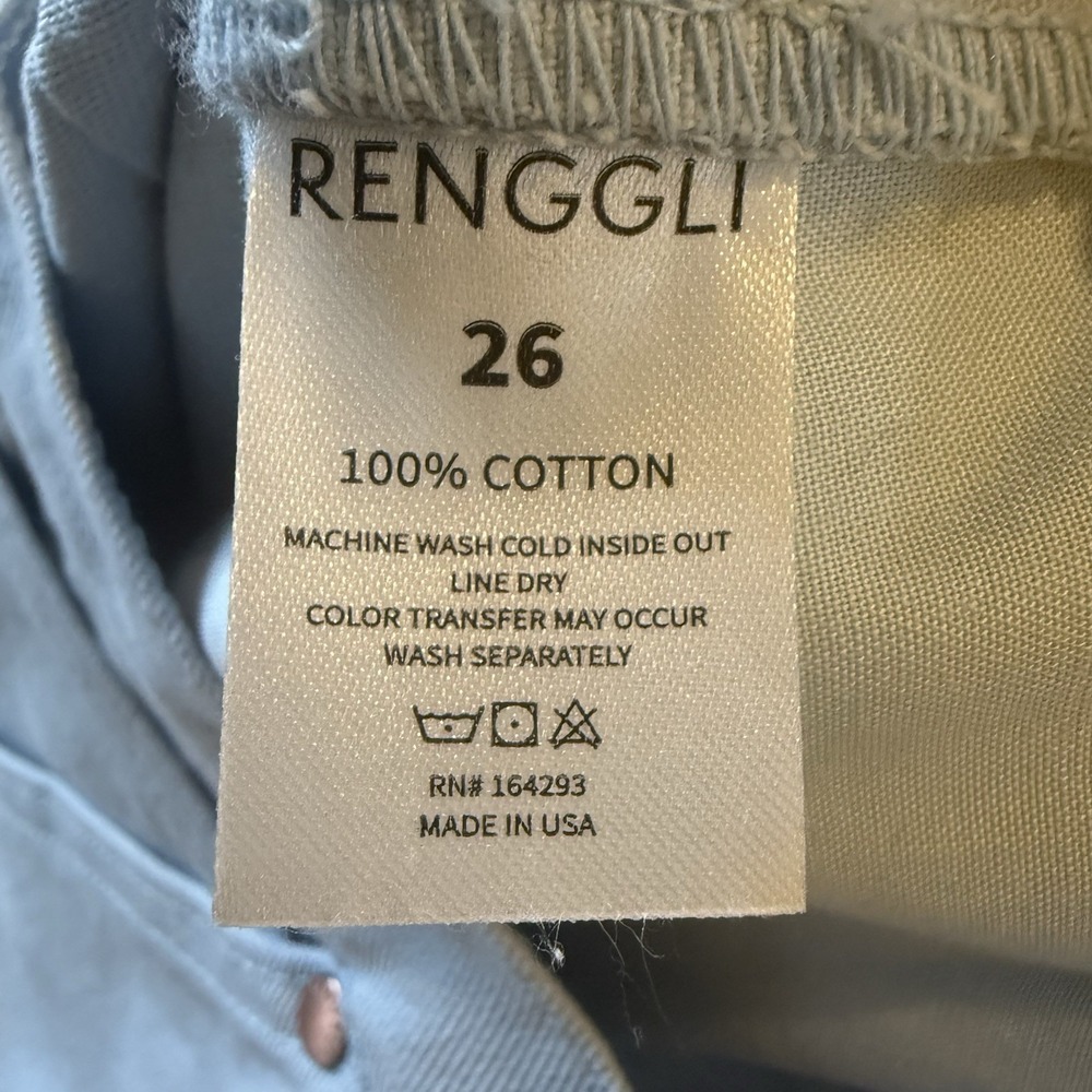 Renggli Boyfriend Fit High Rise Work Pant Light Blue Denim Cotton Size 26 - Picture 4 of 7